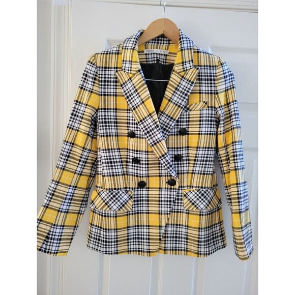 Veronica Beard Yellow Miller Plaid Blazer Jacket size XS Clueless Preppy 90s - Picture 2 of 14